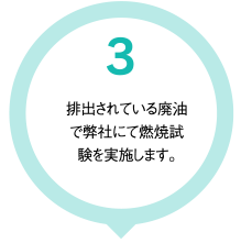 3.排出されている廃油で弊社にて燃焼試験を実施します。